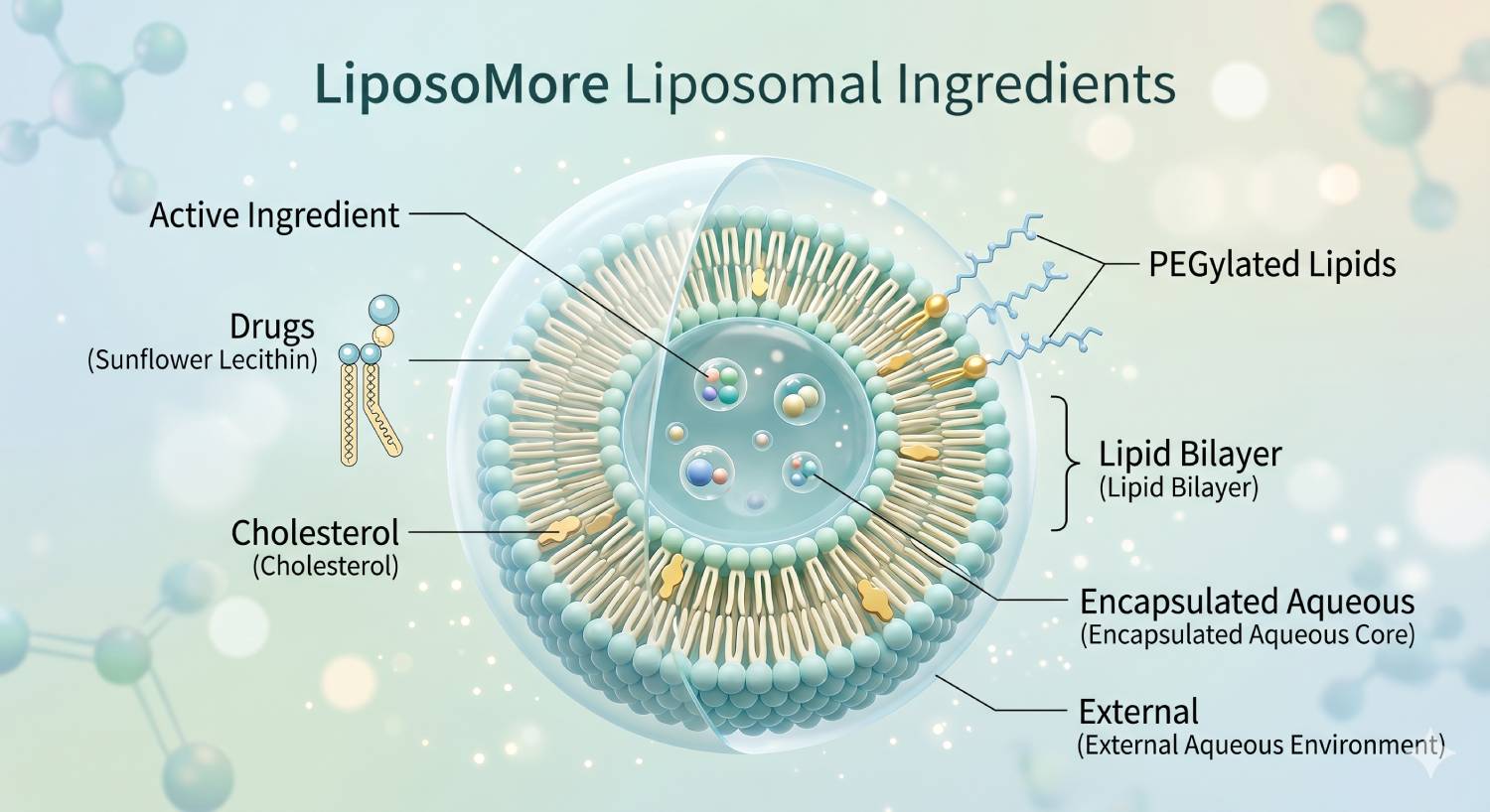 LiposoMore True Liposomal Ingredients with lipid bilayer Structure LiposoMore True Liposomal Ingredients with lipid bilayer Structure